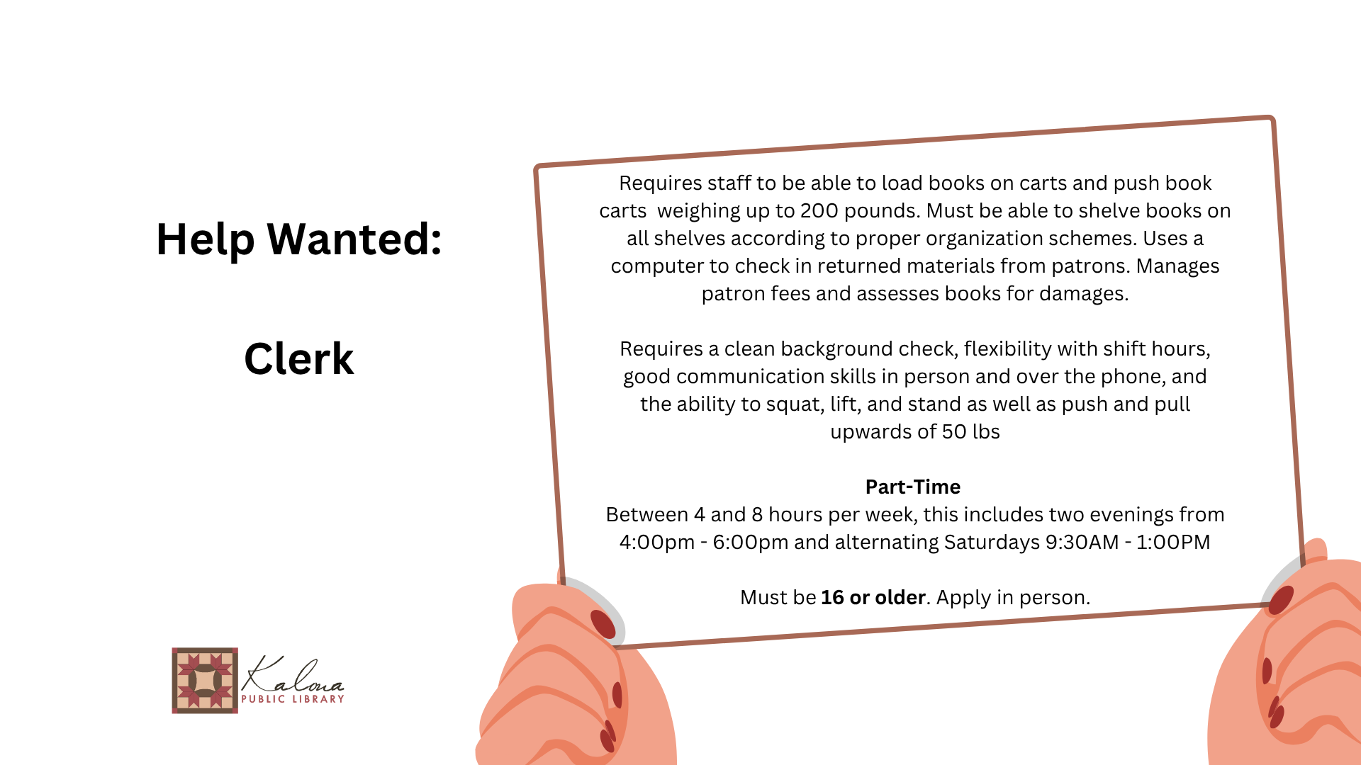 We're Hiring: Clerk